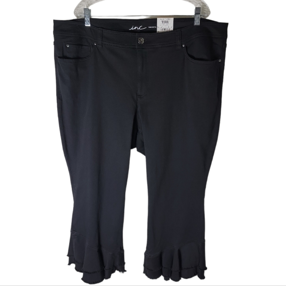 INC plus size 24W black Tmtummy control mid rise novelty denim jeans